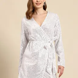 Mast & Harbour Sequinned Embellished Party Wrap Dress-image-17