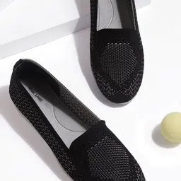 Marc Loire Women Black & Grey Woven Design Ballerinas-image-16