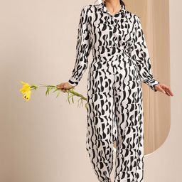 Libas Abstract Printed Shirt Collar Shirt With Trousers-image-17