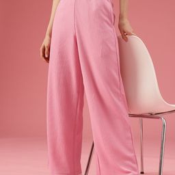 DressBerry Women Self Design Flared High-Rise Trousers-image-5