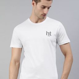 Huetrap Men White Brand Logo Printed Pure Cotton T-shirt-image-38