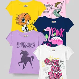 KUCHIPOO Girls Pack Of 5 Printed T-shirt-image-69