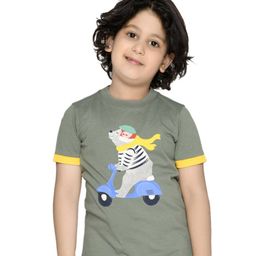 SPUNKIES Boys Olive Green Printed Organic Cotton T-shirt-image-57