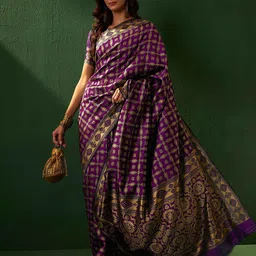 DIVASTRI Woven Design Zari Silk Blend Designer Banarasi Saree-image-76
