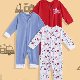 mothercare Boys Pack of 3 Printed Pure Cotton Sleepsuit-image-93