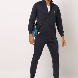 Sports52 wear Men Navy Blue Comfort Fit Solid Tracksuit-image-45