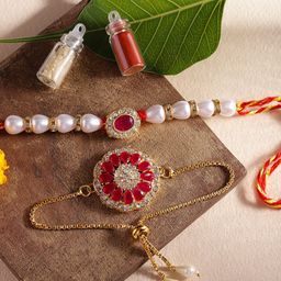 House of Pataudi Kundan Bhaiya Bhabhi Rakhi Gift Set-13