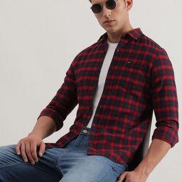 Lee Slim Fit Tartan Checked Pure Cotton Casual Shirt-image-52