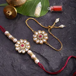 House of Pataudi Kundan Bhaiya Bhabhi Rakhi Gift Set-4