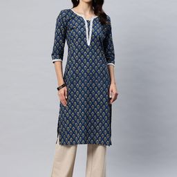 One Femme Floral Printed Straight Cotton Kurta-image-78