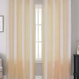 STITCHNEST Beige 2 Pieces Velvet Black Out Door Curtains-image-7