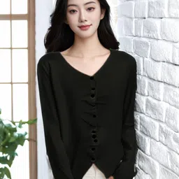 StyleCast Women V-Neck Long Sleeves Front-Open Sweaters-picture-55