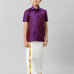 Ramraj Boys Shirt Collar Shirt With Adjustable Veshti-picture-35