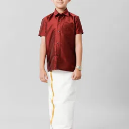 Ramraj Boys Shirt Collar Shirt with Adjustable Veshti-picture-50