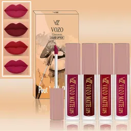 VOZO Set Of 4 Long Lasting Matte Finish Liquid Lipsticks-101-103-104-105-40