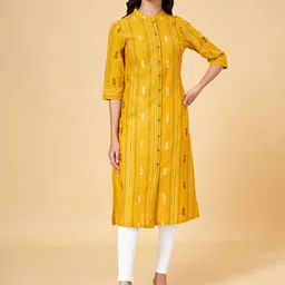 YU by Pantaloons Women Striped Thread Work A-Line Kurta-image-72