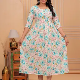 NITVAN Women Floral Printed Gotta Patti Maternity Kurta-12