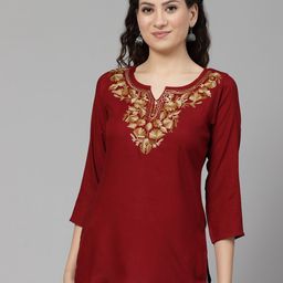 Qazmi Inara Kashmiri Aari Work Straight Kurti-45