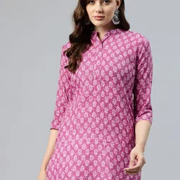 One Femme Floral Printed Kantha Work Pure Cotton Kantha Work Kurti-image-16