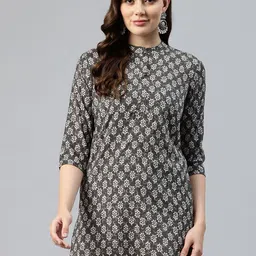 One Femme Floral Printed Kantha Work Pure Cotton Kantha Work Kurti-image-63