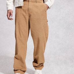 WROGN Men Loose Fit Corduroy Cargo Style Chinos Trousers-image-95