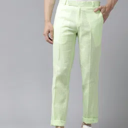 Hangup Men Lime Green Regular Fit Solid Regular Trousers-image-88