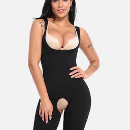 Gopalvilla Women Black Solid Full Body Corset Shapewear-image-14