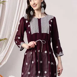 WEAVETECH IMPEX Embroidered Georgette Longline Top-picture-23