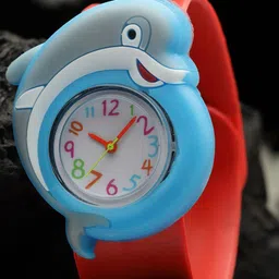 Stoln Kids Printed Dial Dolphin Shaped Slap Stick Analogue Watch 18744-1-23-H-20005057-1
