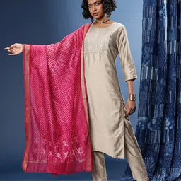 Taavi Geometric Printed Chanderi Dupatta with Zari image 3