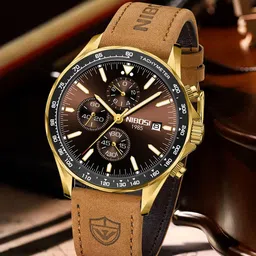 Nibosi Men Embellished Dial Chronograph Analogue Watch NB-2610-L-BRWN-GLD-BLK-40