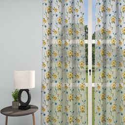 GM Indulgence Off White & Blue Embroidered Sheer Door Curtain-image-25