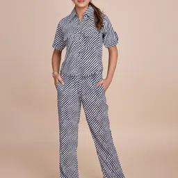 HOUSE OF MIRA Striped Short Sleeves Shirt With Trousers-image-35