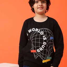 TALES & STORIES Boys Black Cotton Poly Printed Sweatshirt-image-26