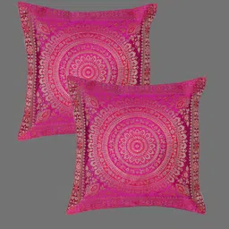 HANDICRAFT PALACE Violet Set of 2 Square Cushion Covers-22