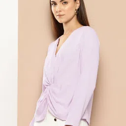 her by invictus V-Neck Gathered Detail Top-image-68