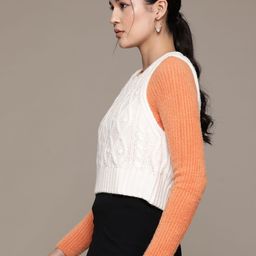 MANGO Open Knit Sweater Vest with Embroidered Detail image 4