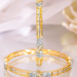 Rubans Set of 2, 22K Gold-Plated & Cubic Zirconia Studded Elegant Bangles image 4