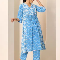 Libas Floral Printed A-Line Kurta With Trouser image 2
