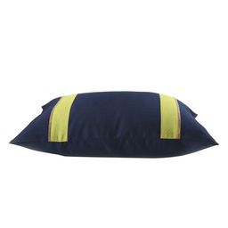 ANS Navy Blue & Lime Green Set of 3 Striped Rectangle Cushion Covers image 5