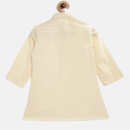Cute Couture Boys Beige & Rust Red Solid Kurta with Trousers & Nehru Jacket image 5