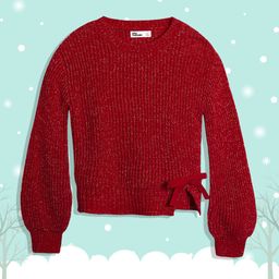 Macy's Epic Threads Girls Red Ribbed Pullover-image-1