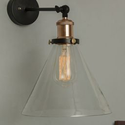 Homesake Black & Transparent Industrial Glass Cone Swing Arm Light-picture-22