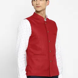 Turtle Men Self Design Slim-Fit Nehru Jacket image 3