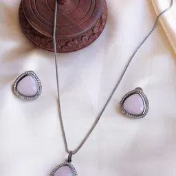 Ozanoo Women Silver-Plated Antique Pendant and Earrings-picture-27