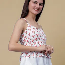 SPARROW Floral Printed Layered Block Print Peplum Top image 2