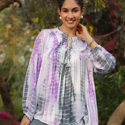 Nyaro Print Tie-Up Neck Bohemian Top-image-41