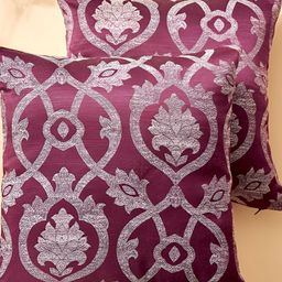 Home Centre Maroon & White 2 Pieces Geometric Square Cushion Covers-picture-35