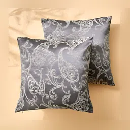 Home Centre Grey & White 2 Pieces Geometric Square Cushion Covers-image-79