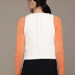 MANGO Open Knit Sweater Vest with Embroidered Detail image 5